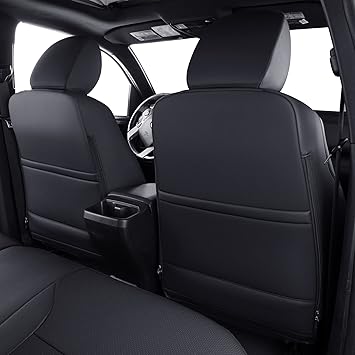 LUCKYMAN CLUB Tacoma Custom Fit Seat Covers for 2016-2023 Tacoma Crew Cab with Faux Leather (Black Red)