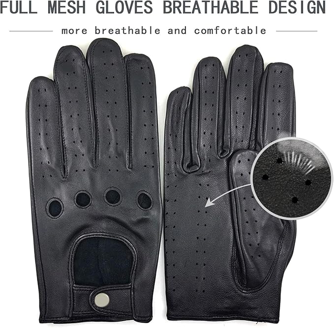ZLUXURQ Mens Touchscreen Professional Leather Driving Gloves Unlined -Soft and Thin Italian Lambskin