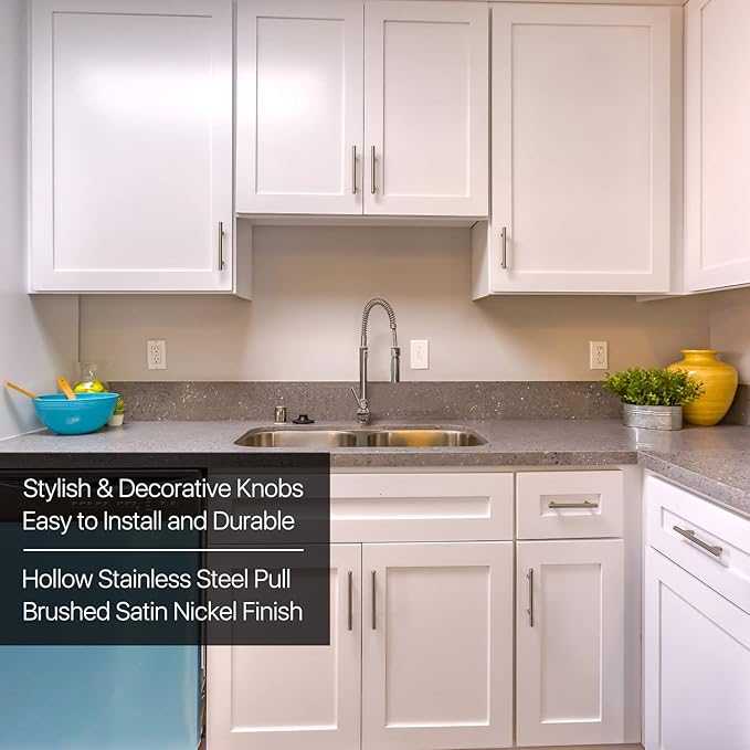 Flexzion 1 Pack Kitchen Cabinet Handles Silver Drawer Pulls 4 inch, 2.5 inch Hole Center, Stainless Steel T Bar with Satin Brushed Nickel, Hardware for Kitchen Cupboard Door Bathroom Furniture