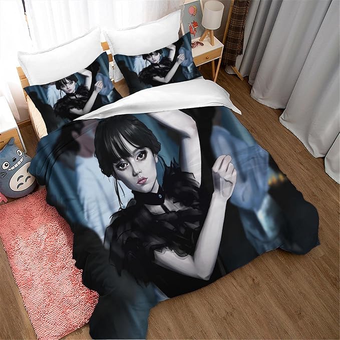 Wed Addams TV Girl Duvet Cove Bedding Set 3D Print Bedding Comforter Cover Duvet Cover Pillowcases 3 Pcs (05,Twin-68x86in20x30in2)