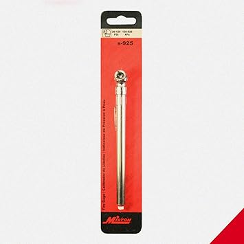 Milton S-925 Pencil Tire Pressure Gauge for Trucks, RVs Bicycle Tires, Single Head Chuck with Built-in Deflator Valve, Durable Plated Brass, Pressure Measured in PSI kPa