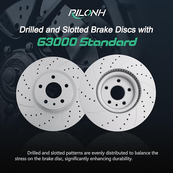 Front Drilled and Slotted Brake Disc Brake Rotors 54196 11.81 inch / 300 mm Fit for FORD FUSION 2013-2020, LINCOLN MKZ 2013-2016 | 2013 2014 2015 2016 2017 2018 2019 2020