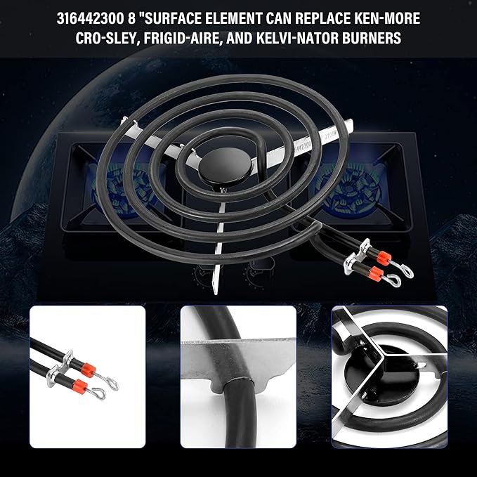 316442300 Range Surface Element 8'' Electric Range Surface Burner Coil Element by Romalon Fit for Frigi-daire Range Stove Cooktop Oven Coil Surface Element