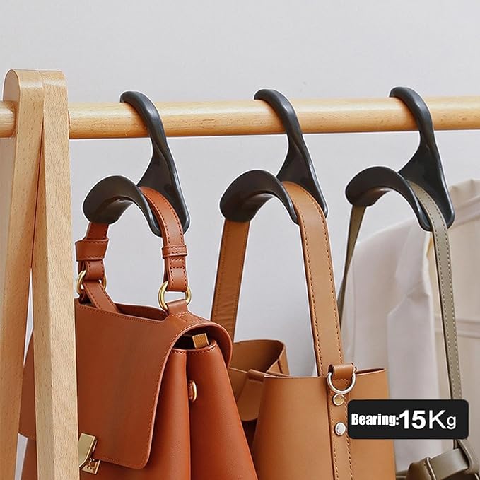 Closet Bag Hanger - Heavy Duty Handbaag Hangers | Tote Bag Holder Organizer | Portable plaastic Closet Rod Hanger | Bag Rack Holder | Purse Hanger Hook For Backpack, Belt, Scarves, Hat, Keep Straps In