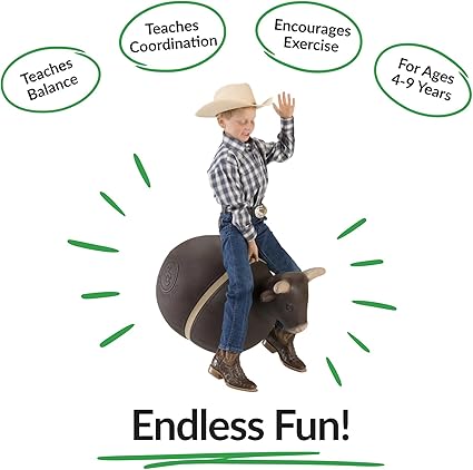 Big Country Toys Bouncy Bull Kids Toys - Rodeo Ride On Toys for Ages 3 - Bouncy Animals for Toddlers - Inflatable Kids Hopper Toy with Hand Pump