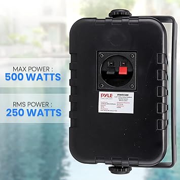 PyleUsa Indoor Outdoor Speakers Pair - 500 Watt Dual Waterproof 5.25 2-Way Full Range Speaker System w/ 1/2 High Compliance Polymer Tweeter - in-Home, Boat, Marine, Deck, Patio, Poolside (Black)