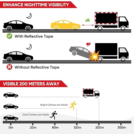UIOCSSC DOT-C2 Reflective Tape 2 Inch x 30 Feet Red White Conspicuity Safety Reflective Tape Outdoor Waterproof for Vehicles Trailers Boats Signs