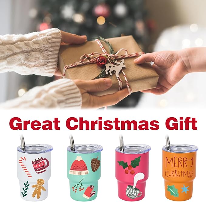 Tamarac Mini Tumbler Shot Glass with Straw, 3 oz Shot Glass with Straw and Lid, Funny Shot Glasses, Colored Stainless Steel Sublimation Tumblers,Wedding Birthday Party Favors 6 Pack