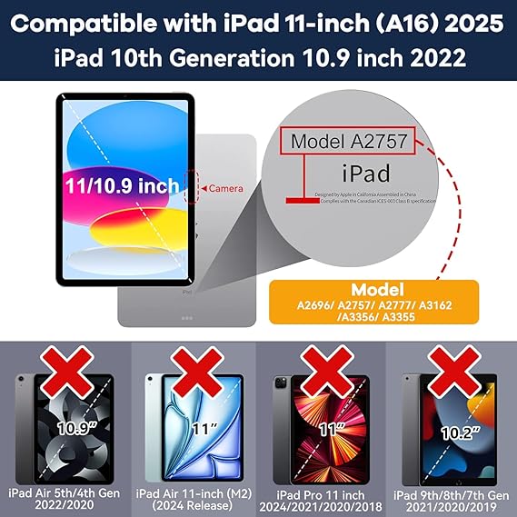 OKP Case for iPad 11 inch (A16) 2025 iPad 10th Generation 10.9'' 2022, Heavy Duty Shockproof Rugged 11th 10th Gen Protective Cover with Pencil HolderKickstand for Kids Women Men, Hot Pink