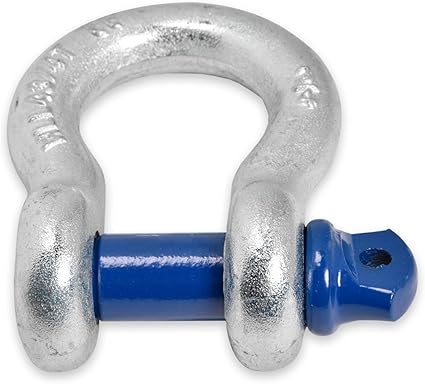 Shackles 34" ALFA WHEELS D ring Shackle Rugged Unbreakable 28.5 Ton (57,000 Lbs) Maximum Break Strength with 78'' Pin Bow Screw Heavy Duty D Ring for Jeep Vehicle Recovery (Galv-Blue, 2)