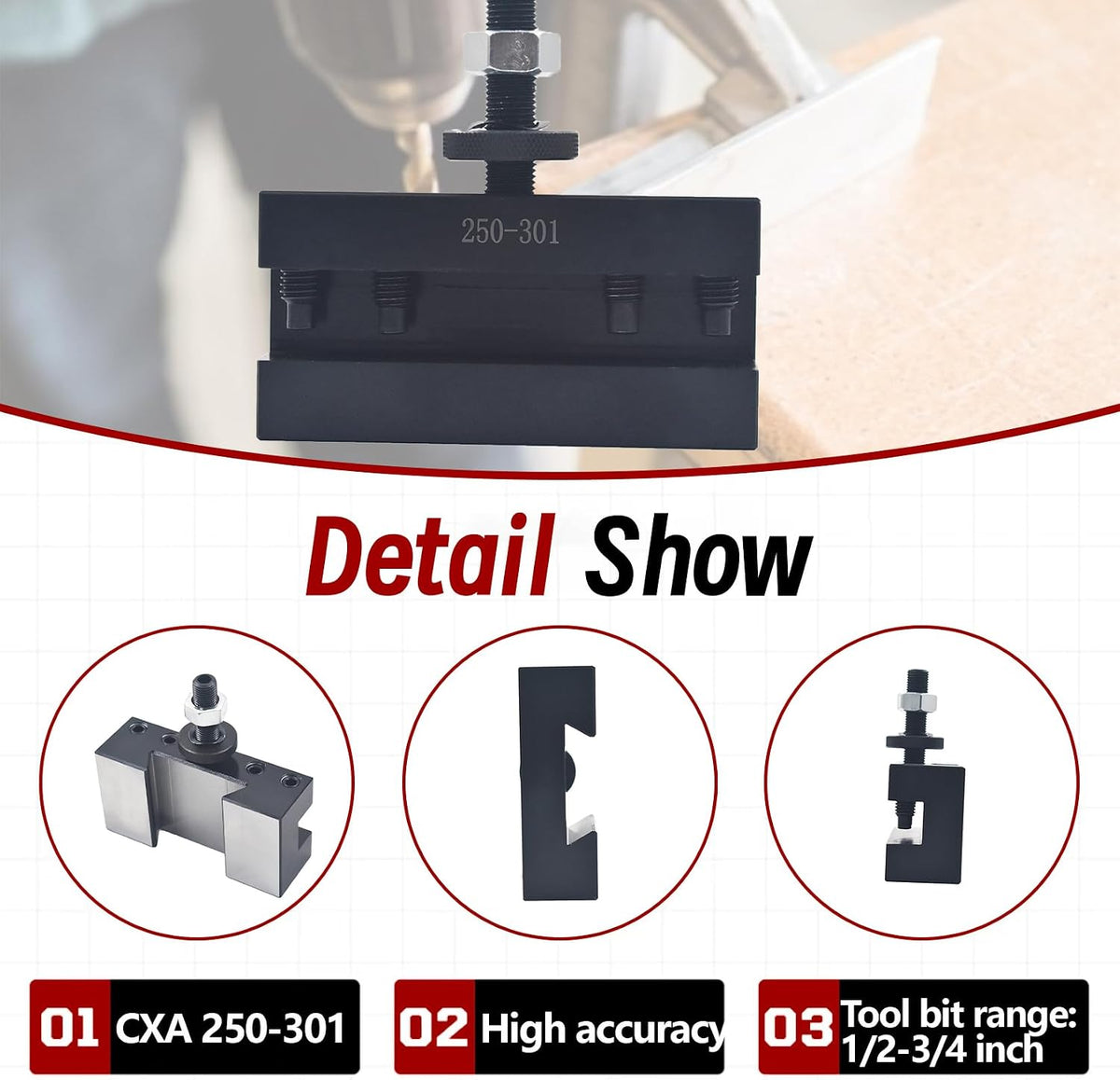 findmall CXA #1 Quick Change 250-301 Tool Post Turning Facing Holder