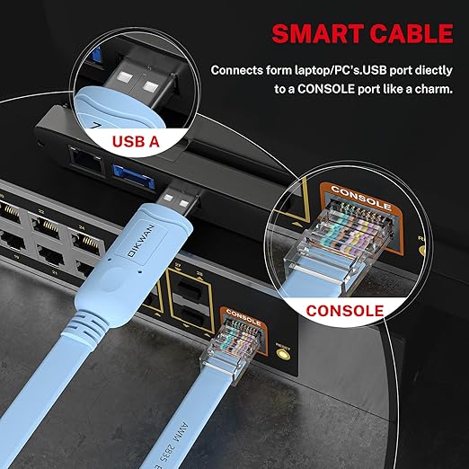 Console Cable RJ45 to USB, Console Cable?USB Console Cable with FT232 Chip Compatible with Cisco,HP,NETGEAR,Huawei,Routers/Switches for Laptop in Linux,Windows, Mac