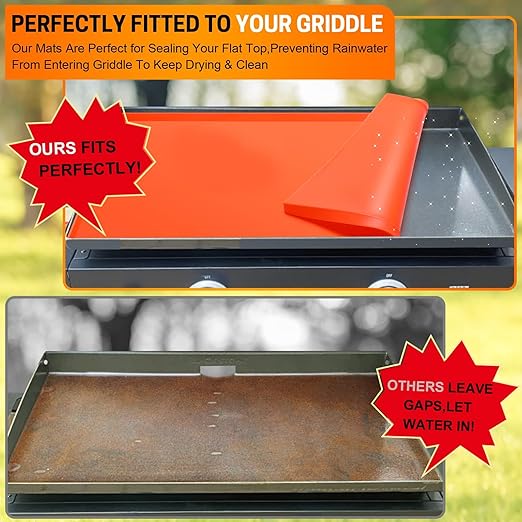 Orange Silicone Griddle Mat Heat Resistant Outdoor BBQ Protective Cover Mat with Foldable Design for Portable Use (43x26x4cm/16.9x10.2x1.6in)