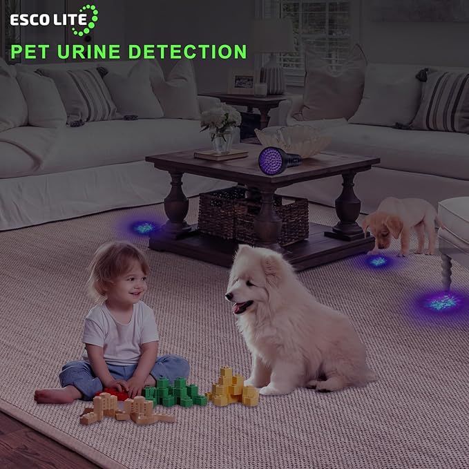 ESCO LITE Escolite UV Flashlight Black Light, 51 LED 395 nM Ultraviolet Blacklight Detector for Dog Urine, Pet Stains and Bed Bug