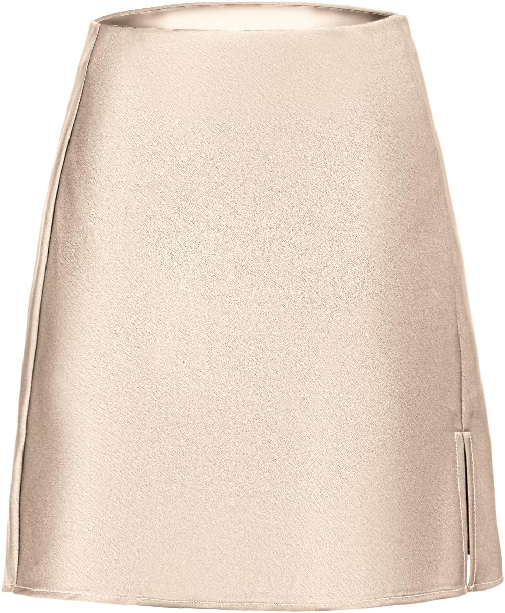 Cvokrpy Women's Mini Skirt Satin High Waisted Sexy Slit Front Silk Casual A-Line Elastic Waistband Short Skirts.