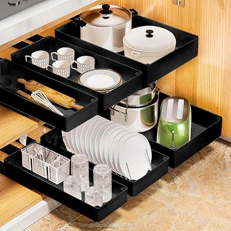 Pull Out Cabinet Organizer, Different Size Pull Out Drawers for Cabinets, Slide Out Drawers, Slide Out Drawer for Kitchen Cabinets Fixed, Under Sink Organizer for Bathroom Storage