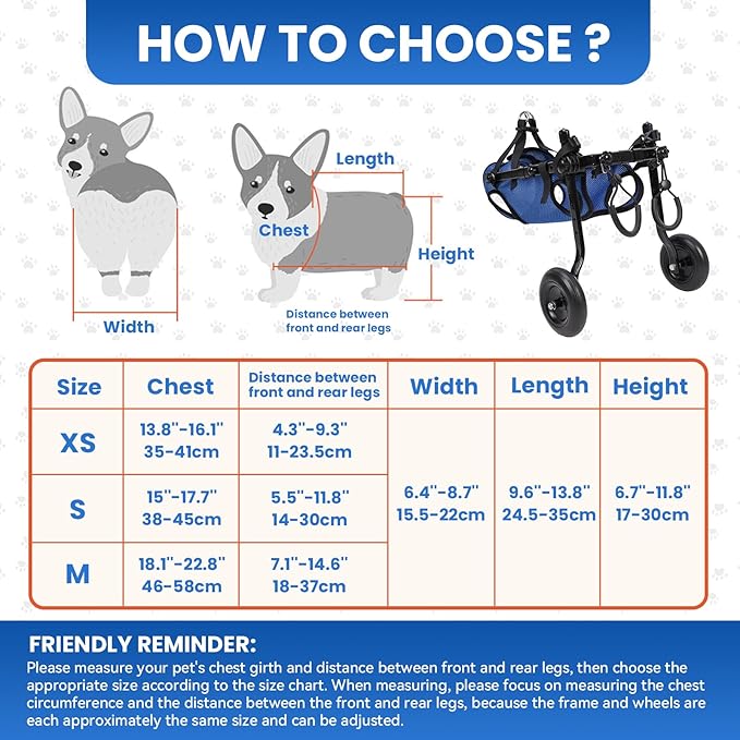 Dog Wheelchair for Back Legs, Dog Wheelchair for Small Dog, Adjustable Pets Cart with Wheels, Doggy Wheelchairs for Disabled Hind Legs, Dog Leg Brace and Hip Support (Medium)