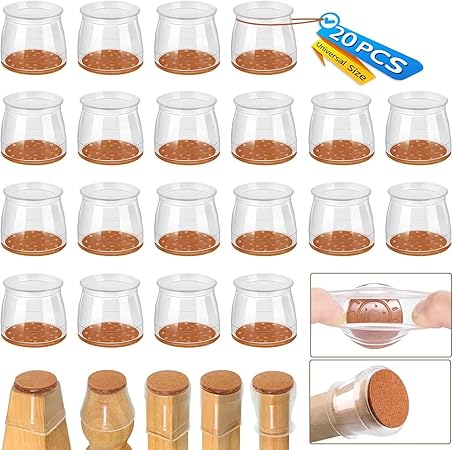 20 Pcs, Chair Leg Floor Protectors for Hardwood Floors, Felt Furniture Pads Silicone Chair Socks Leg Caps Covers, Furniture Protectors, Medium