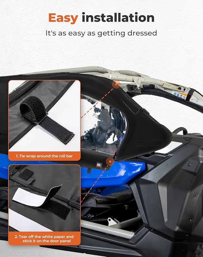 KEMIMOTO Upgraded X3 MAX Soft Upper Doors, Stay Warm Dry Window Cab Enclosure, compatible with Can-Am Maverick X3 MAX 2017-2024 UTV Accessories, Work with Roof Windshield
