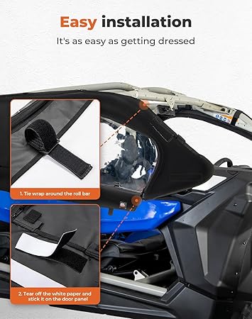 KEMIMOTO Upgraded X3 MAX Soft Upper Doors, Stay Warm Dry Window Cab Enclosure, compatible with Can-Am Maverick X3 MAX 2017-2025 UTV Accessories, Work with Roof Windshield