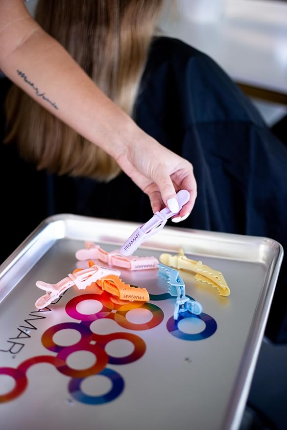 FRAMAR Pastel Alligator Hair Clips 5 Pack - Professional Styling Clips for Hair, Salon Quality Plastic Alligator Clips