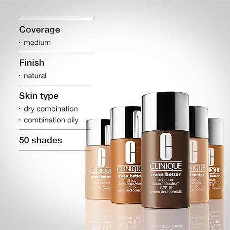 Clinique Even Better Makeup Medium Coverage Foundation Broad Spectrum SPF 15 Evens Skin Tone Reduces Dark Spots