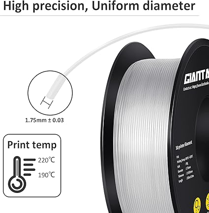 GIANTARM Silk PLA 3D Printer Filament 1kg,Silk Pink PLA and Clear PLA 1.75mm Dimensional Acuuracy +/-0.03mm,1080 Feet Per Roll,Vacuum Packaging
