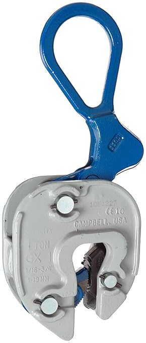 Campbell 6423005 Vertical and Horizontal to Vertical GX Plate Lifting Clamp, 116" - 34" Grip, 1 ton Working Load Limit