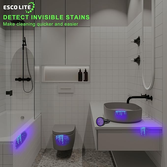 ESCO LITE Escolite UV Flashlight Black Light, 51 LED 395 nM Ultraviolet Blacklight Detector for Dog Urine, Pet Stains and Bed Bug