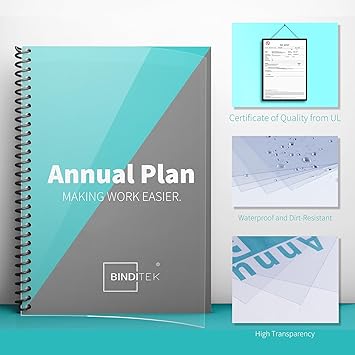 Binditek 100 Pack 10 Mil PVC Clear Binding Covers, 8.5 x 11 Inches, Letter Size, Square Corners, Un-Punched, Office Supplies