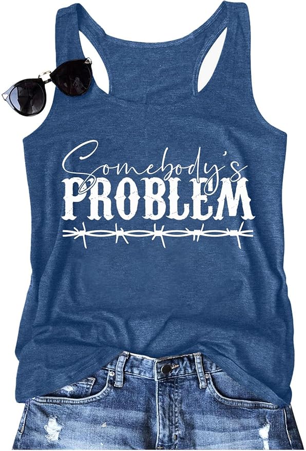 Somebody's Problem T Shirt Womens Western Cowgirl Country Music Summer Graphic Short Sleeve Vintage Top Tees