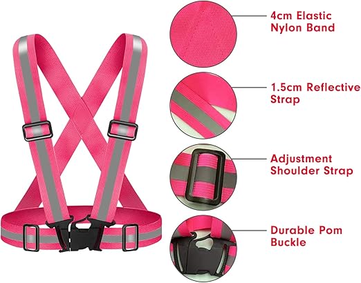 High Visibility Reflective Vest Safety Vest Running Reflective Gear Adjustable Reflective Vest for Walking,Jogging,Hiking,Night Cycling