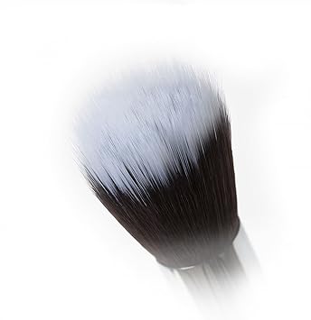 Nanshy Stippling Foundation Brush with Extra Soft Fluffy Flat Top Duo Fibre Synthetic Bristles - Stipple Brush for Powder, Cream Liquid Foundation Blending - Vegan Cruelty-Free (White)