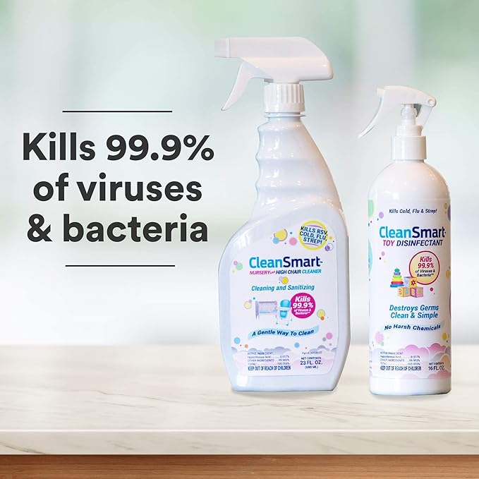 CleanSmart Toy Disinfectant Spray Kills 99.9 of Viruses and Bacteria, Rinse Free, 16 oz Bottle, (Pack of 2)