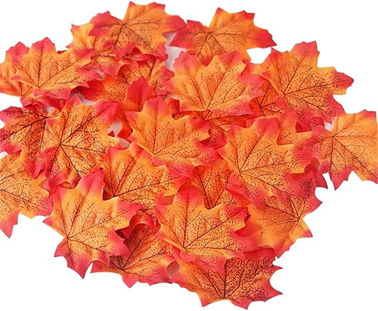 Thanksgiving Maple Leaves Decorations, 50 Pcs Artificial Maple Leaves Fall Garland Autumn Leaves for Home Farmhouse Thanksgiving Holiday Decor,C