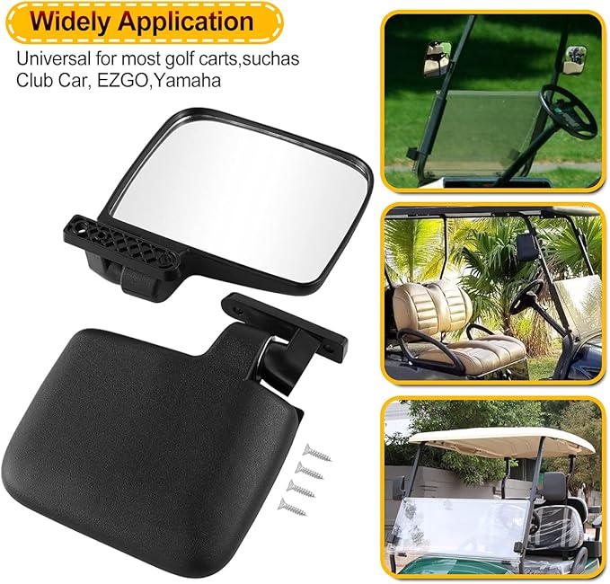 Golf Cart Side Mirrors for Club Car EZ-GO Yamaha and other 180Adjustable Folding Wide-Angle Side View Mirror