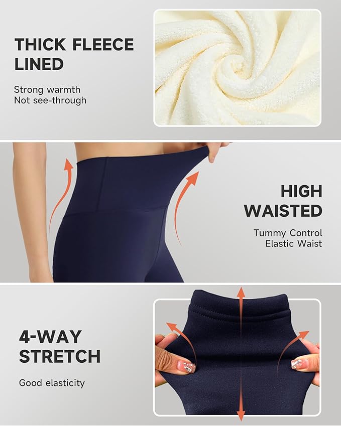GAYHAY Fleece Lined Leggings for Women – Thick Winter Warm Thermal High Waisted Tummy Control Workout Yoga Pants