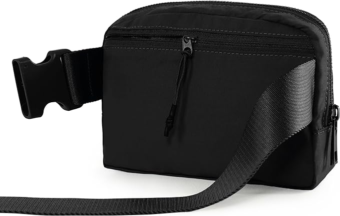 ODODOS Unisex Mini Belt Bag with Adjustable Strap Small Fanny Pack for Workout Running Traveling Hiking, Black