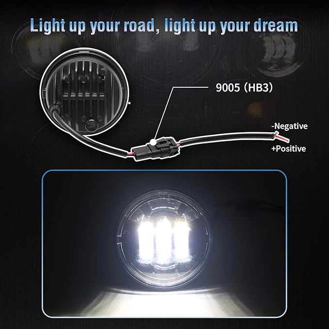 LX-LIGHT Dot approved 2 PCS Chrome 4.5 Inch LED Passing Light LED Fog Lamps for Motorcycles Auxiliary Light Bulb Motorcycle Projector Driving Lamp
