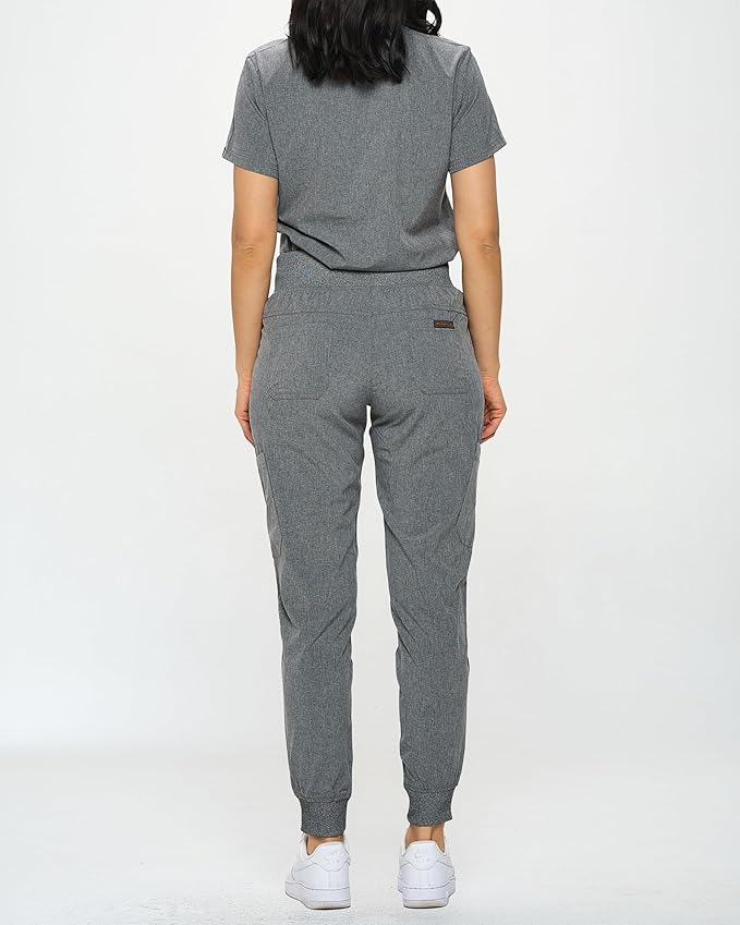 MONARCH UNIFORMS Slim Fit Stretchy Scrubs Women's Jogger Scrub Set Slim Jogger Scrubs with Tuck-In Top for Women