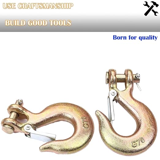 4Pack Clevis Slip Hook, 516 Inch Clevis Safety Hook with Safety Latch, Heavy Duty Forged G70 Chain Hook for Truck Trailer Winch Transport Tow Chain Hook,34 in Opening,14,000 Lb Capacity