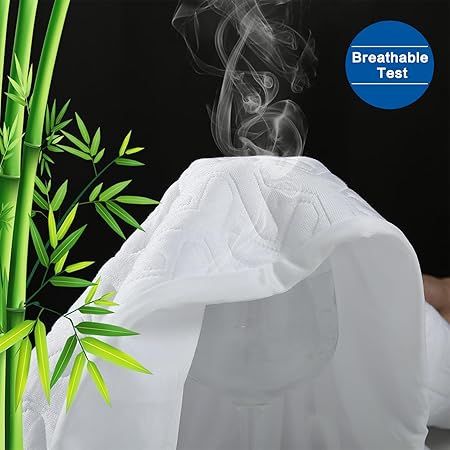 MERITLIFE Premium 100 Waterproof King Size Mattress Protector Cooling King Mattress Pad Cover Breathable Deep Pocket Topper Protection Machine Washable Noiseless Quiet (White,King 78"x80")
