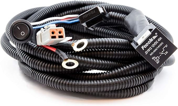 SYLVANIA - LED Light Bar Wiring Harness Kit - Weatherproof Deutsch Connector, 12V On Off Switch Power Relay Blade Fuse Off Road Lights LED Work Light, Spot Flood Combo, Single Lightbar (1PC)