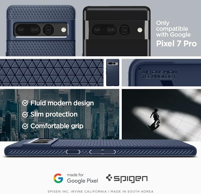 Spigen Liquid Air Case Compatible with Google Pixel 7 Pro - Navy Blue