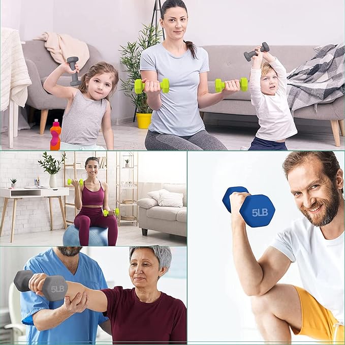 Dumbbells Set of 2 Exercise Fitness Dumbbell for Home Gym Women Free Weights Hand Hex Dumb Bells 2 LB Pair