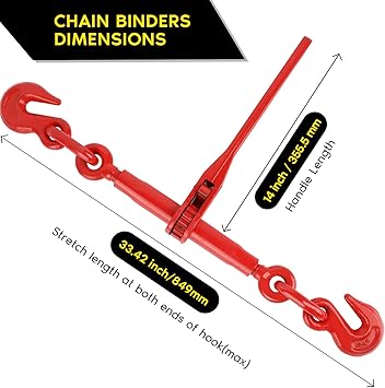 13000LBS Ratchet Chain Binder 12-58 Inch, 2 Pack Load Binders 13000 LBS Working Load Limit, Breaking Strength 46000 LBS Capacity, Heavy Duty Ratchet Boomer to A Truck Or Flatbed Trailer