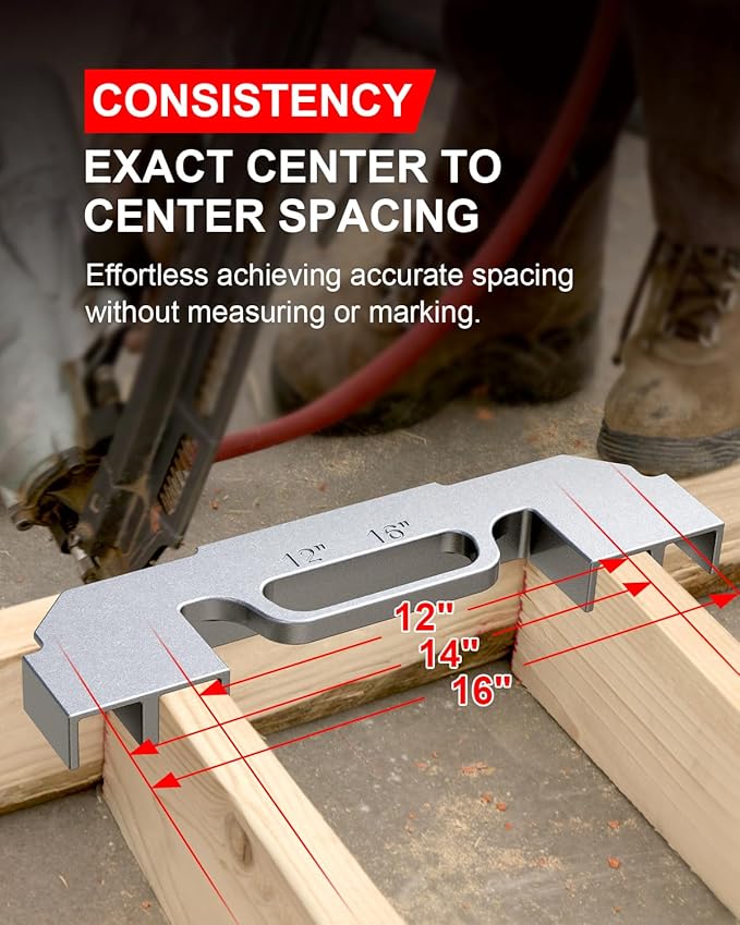 Kolvoii 3 in 1 Framing Tools, 12", 14" 16" On-Center Stud Layout Tool, 100 Cast Aluminum Framing Jig, Stud Framing Tool for Walls, Roofs, Floors or Ladders