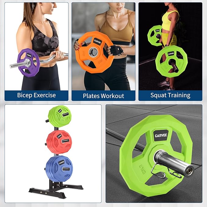 1-Inch Bumper Plates Set -Rubber Coated Cast Iron Weight Platesfor Home Gym & Commercial Use,Barbell Plates for Men & Women,Multiple Weights Options (3.5 Lbs, Pair)