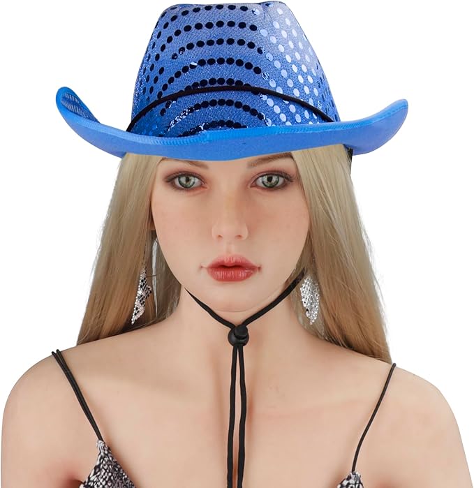 Halloween Sequin Big Brim Hat Adjustable Sparkly Cap Shinning Head wear Cosplay Party Club Costume Accessories for Women