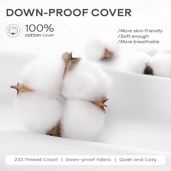 SAVORI Set of 2 Down and Feather Throw Pillow Inserts 28x28 Soft Fluffy Pillow Inserts with 100% Down-Proof Cotton Cover, Decorative Square Cushion Inner for Sofa Couch Bed-White